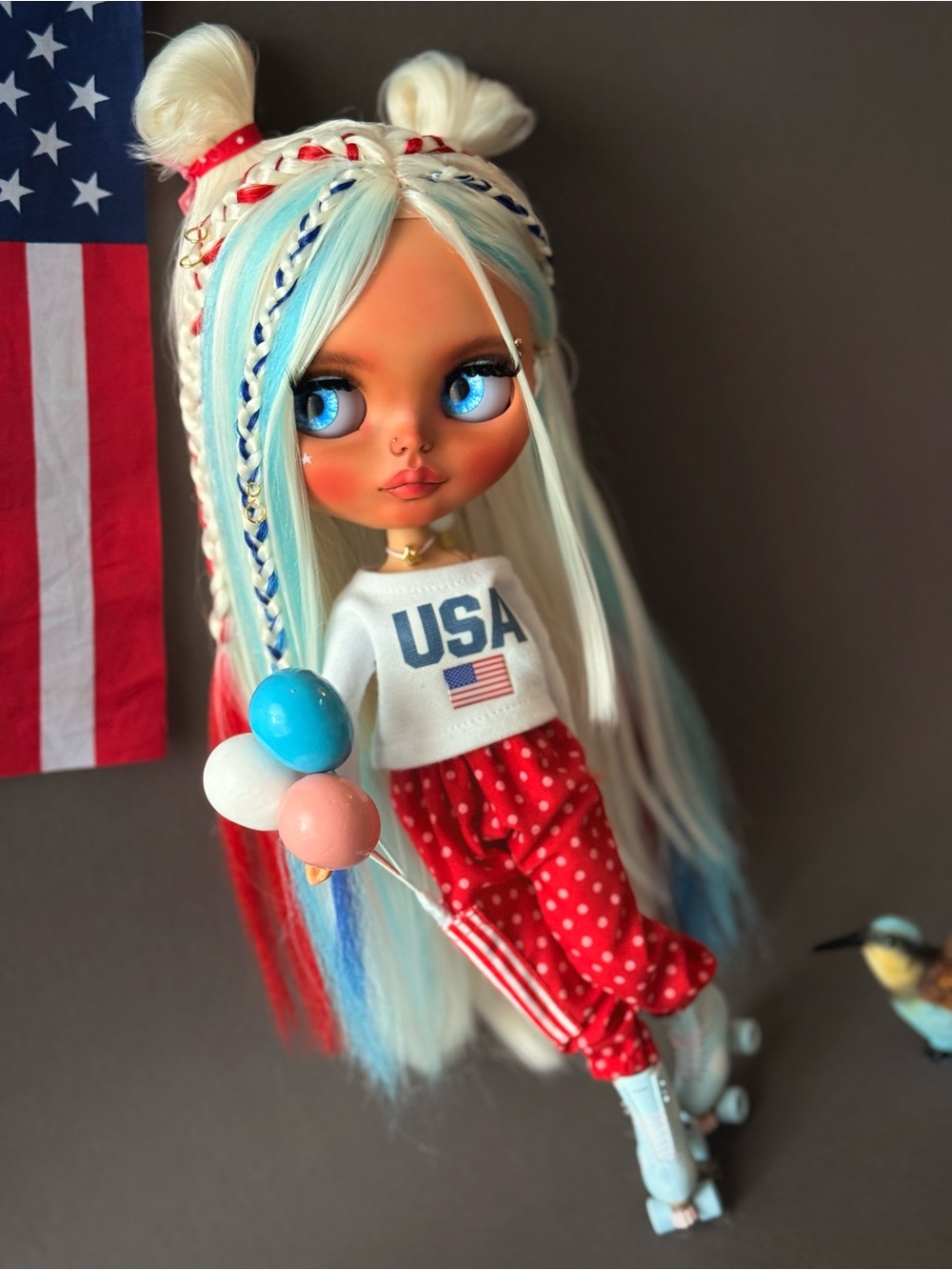 America 250 Collectible Blythe doll OOAK USA girl custom art doll by iDoll